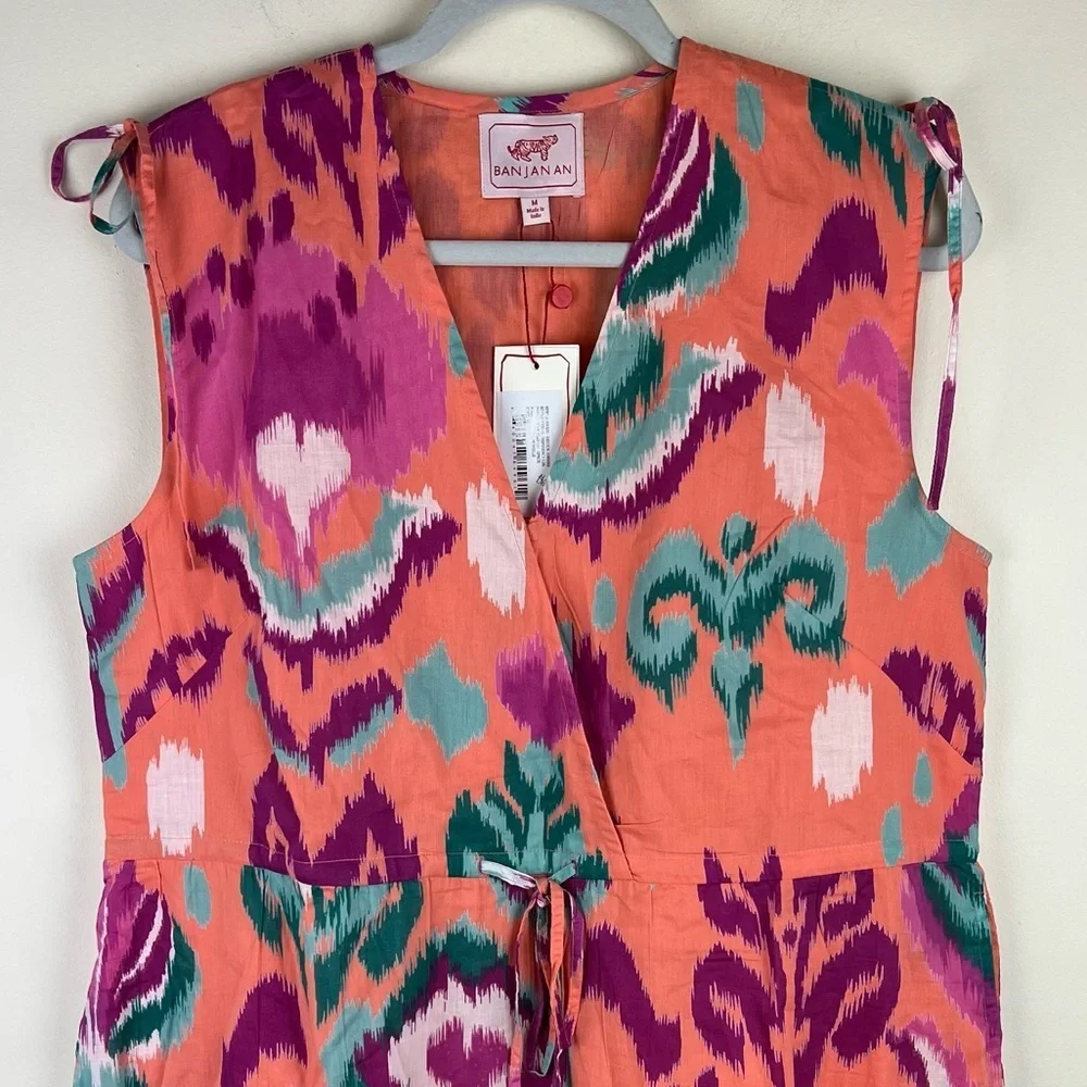 Banjanan Becca Sleeveless Organic Cotton Tiered Dress Floral Spice - Picture 4 of 9